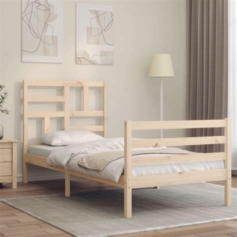 The Living Store Bedframe Met Hoofdbord Massief Hout 100x200 Cm