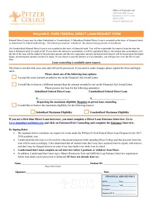 Fillable Online Ford Federal Direct Loan Request Form Fax Email Print