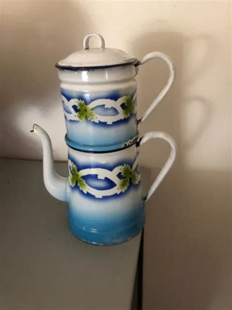 Ancienne Cafetiere Tole Emaillee Mail Collection D Co Cuisine Vitrine