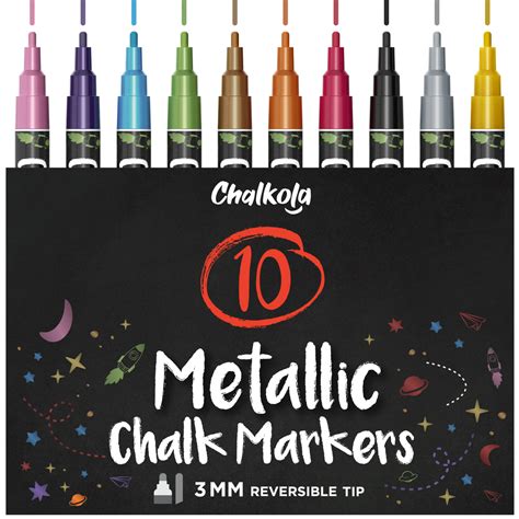 Metallic Chalk Markers Reversible Nib Pack Of 10 Chalkola Arts