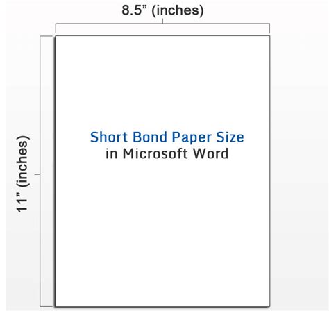 What Is The Size Of Short Bond Paper In Microsoft Word