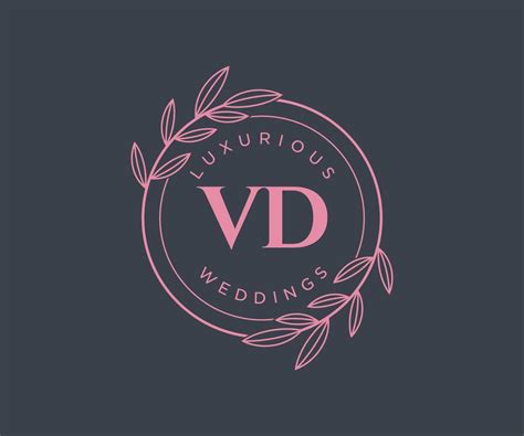 Plantilla De Logotipos De Monograma De Boda Con Letras Iniciales Vd Plantillas Florales Y