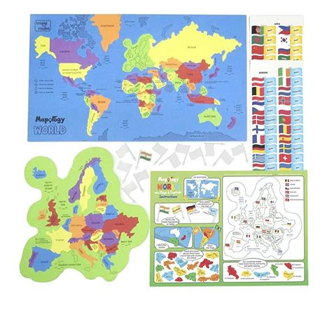 World Map Puzzle with Countries, Their Flags and Capitals (78 Pieces ...