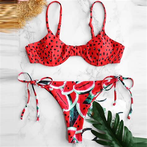 Bikinx Bandeau Swimwear Women Push Up Swimsuit Female Cactus Print