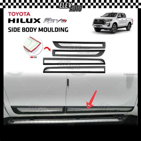 Toyota Hilux Revo Rogue Rocco Black Chrome Side Body Moulding Door