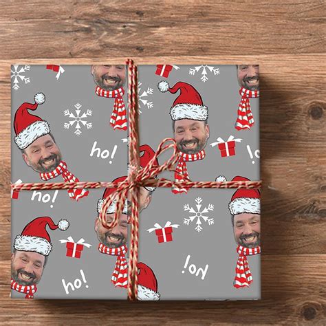 Funny Santa wrapping paper with photo- photo wrapping paper- Christmas ...