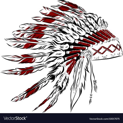 Native American Indian Headdress With Feathers Vector Image