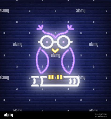 Owl On Book Neon Sign Stock Vector Image And Art Alamy