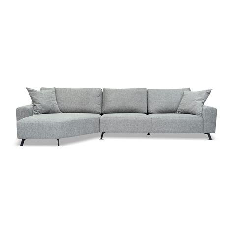 Levi 3 Seater Sofa With Left Chaise Grey