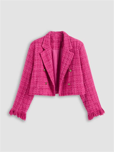 Tweed Collar Tassel Crop Jacket Cider