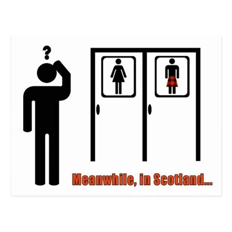 Meanwhile In Scotland Funny Scottish Kilt Joke Postcard Uk