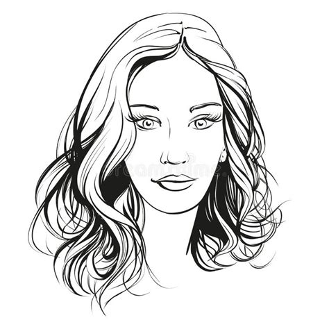 Vector Dibujado Mano Hermosa De La Cara De La Mujer Ilustración Del