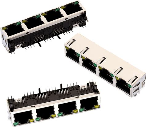 Wr Mj Modular Jack Horizontal Shielded Ganged Ports W Led And Emi