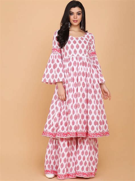 Kalini Ethnic Motifs Printed Empire Pure Cotton Kurta With Palazzos Price History