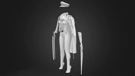 3d Model Full Futuristic Female Commander Outfit Vr Ar Low Poly