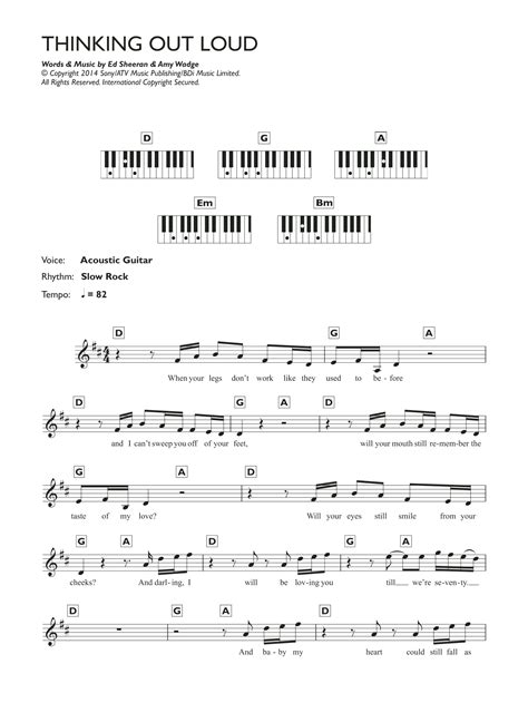 Thinking Out Loud By Ed Sheeran Sheet Music For Piano Chords Lyrics At