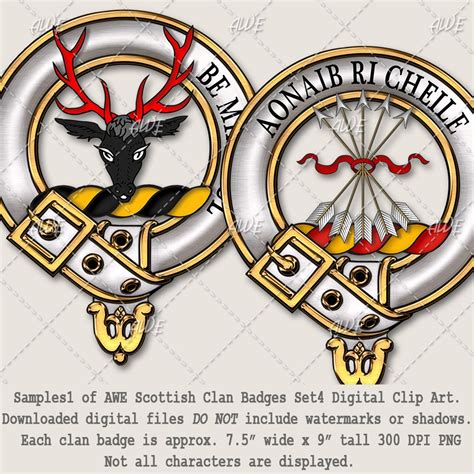 Scottish Clan Badges Set4 Digital Clip Art By Awesomescrapper Etsy