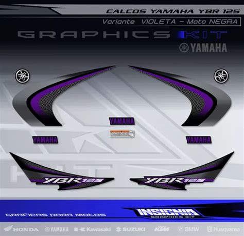 Calcos Yamaha Ybr Negra Variante Violeta Insignia