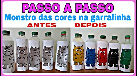 Passo A Passo MONSTRO DAS CORES NA GARRAFINHA Moldes Gratuitos YouTube