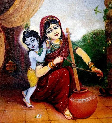 Damodar Lila Mother Yasoda Binding Krishna Damodar With Ropes