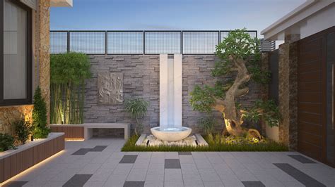 3D model The villa garden exterior design scene