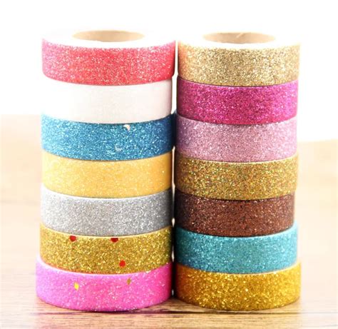 Mix 7pcs Different Glitter Washi Tape Set Japanese Stationery