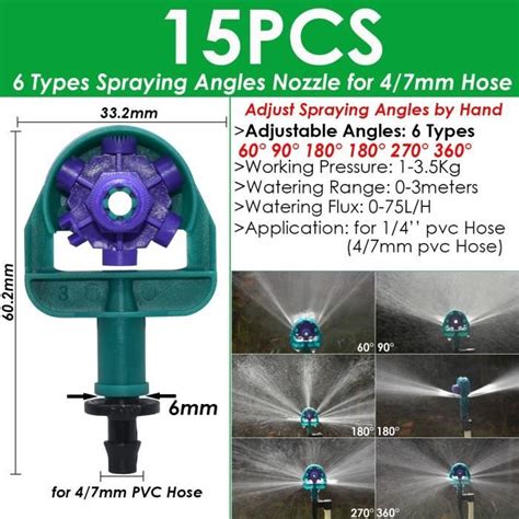 SPL11 109 15PCS Pulvérisateur De Jardin Réglable 4 7mm Tige D