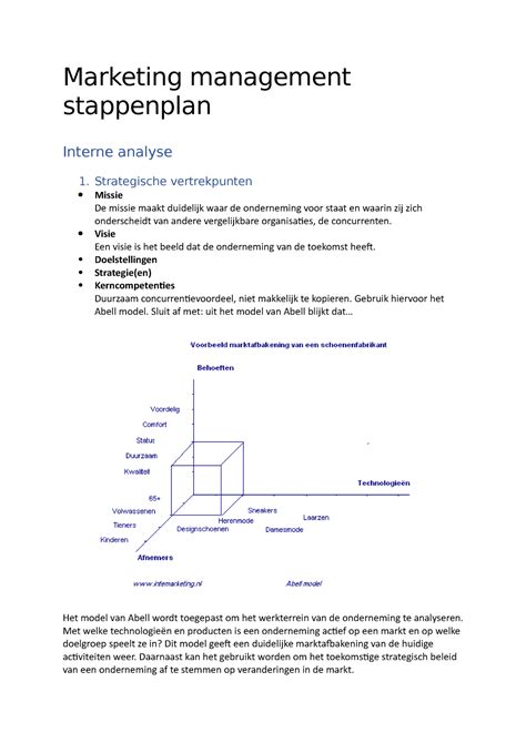 Marketing Management Stappenplan Marketing Management Stappenplan Interne Analyse 1