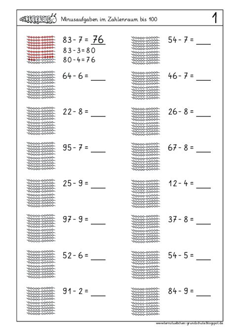 Minusaufgaben Im Zr Bis Pdf Lernst Bchen