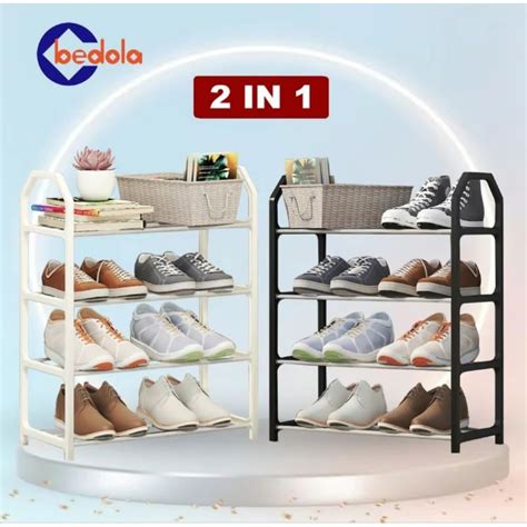 Jual Rak Sepatu Besi Susun Tempat Sepatu Sandal Portable Rak Sandal