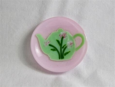 Fused Glass Flower Bouquet Tea Pot Tea Bag Holder O Caddy Etsy España