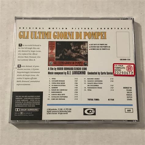 Gli Ultimi Giorni Di Pompei Soundtrack Cd Angelo Francesco Lavagnino