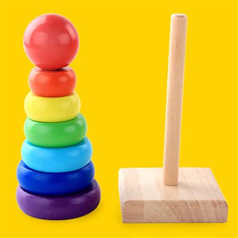 Montessori Toys Educational Toys Wooden Seven Color Tower Rainbow Tower