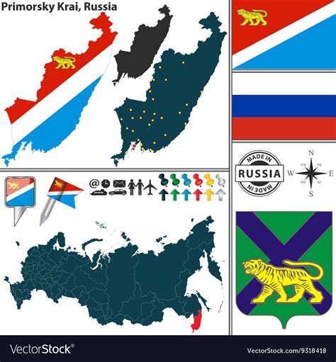 Map krai primorsky Royalty Free Vector Image - VectorStock