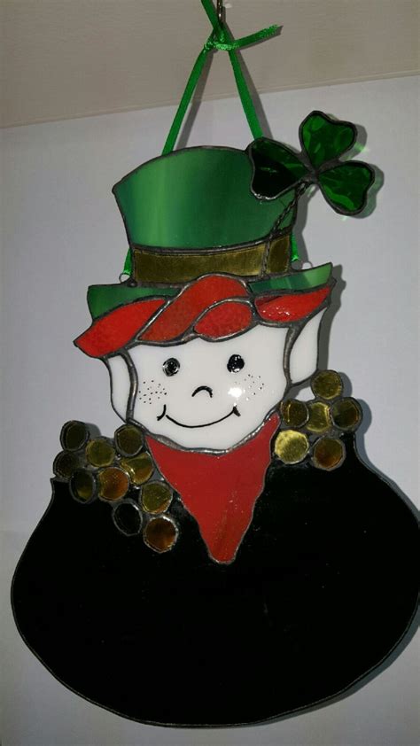 Leprechaun St Patrick S Day STAINED GLASS SUNCATCHER Etsy