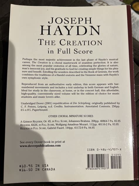 Creation In Full Score By Joseph Haydn Trade Paperback For Sale