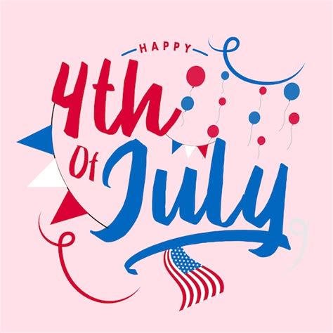 Happy 4 juli unabhängigkeitstag am 4 juli usa amerika typografie