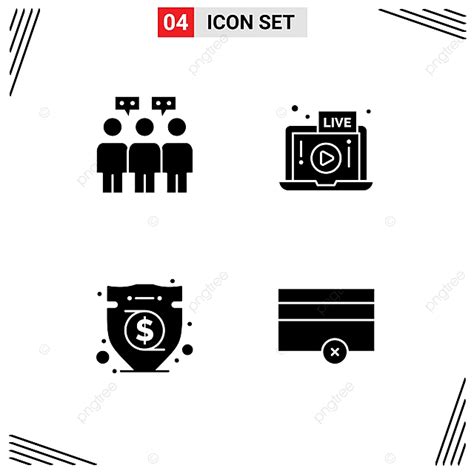 Set Of 4 Modern Ui Icons Symbols Signs For Communication Of Editable