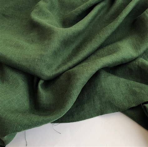 Green Linen Fabric Linen Fabric Pure Linen Fabric Dark Etsy