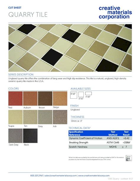 (PDF) CUT SHEET QUARRY TILE · 800.. salescreativematerialscorp.com CUT SHEET QUARRY TILE COLORS ...