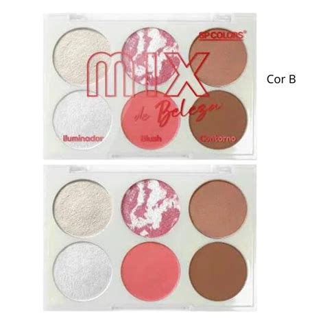 Paleta Mix De Beleza Iluminador Contorno E Blush Sp Colors Em X Sem