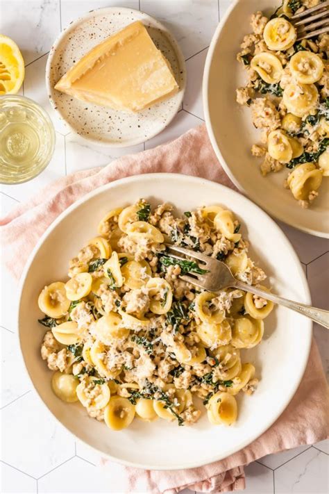 Creamy Sausage Orecchiette Pasta With Kale Lena S Kitchen