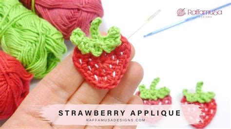 Crochet Strawberry Applique Pattern Raffamusadesigns Youtube