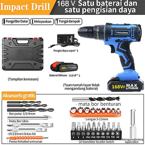 Jual 198VF Mesin Bor Impact Drill Bor Baterai Bor Tanpa Kabel Bor