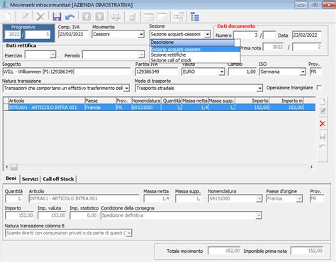 Modelli Intrastat Namirial Vertical Software Products