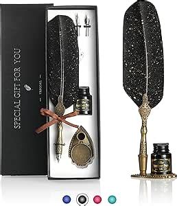 Amazon VANGOAL Retro Carving Feather Pen Set Glittering Quill