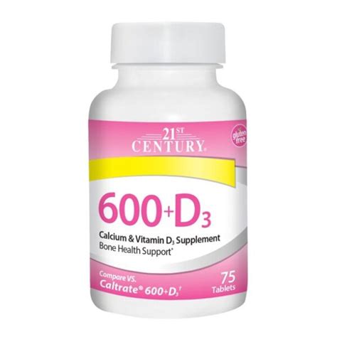 Calcium 600 Mg Vitamine D3 800 Iu 75 Comprimés 21st Century