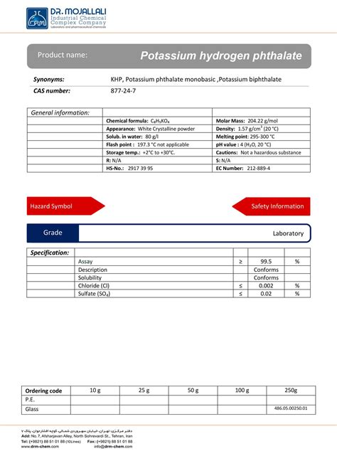 Potassium Hydrogen Phthalate Drm Chem