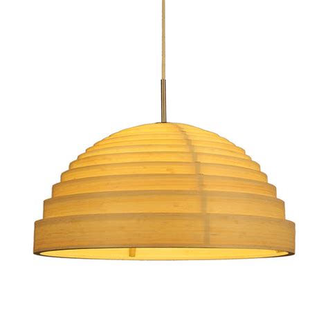 Bamboo Half Globe Hanging Light Asian Style Wood Ceiling Lamp Home