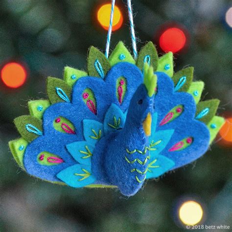 Peacock Felt Ornament Pdf Pattern Etsy